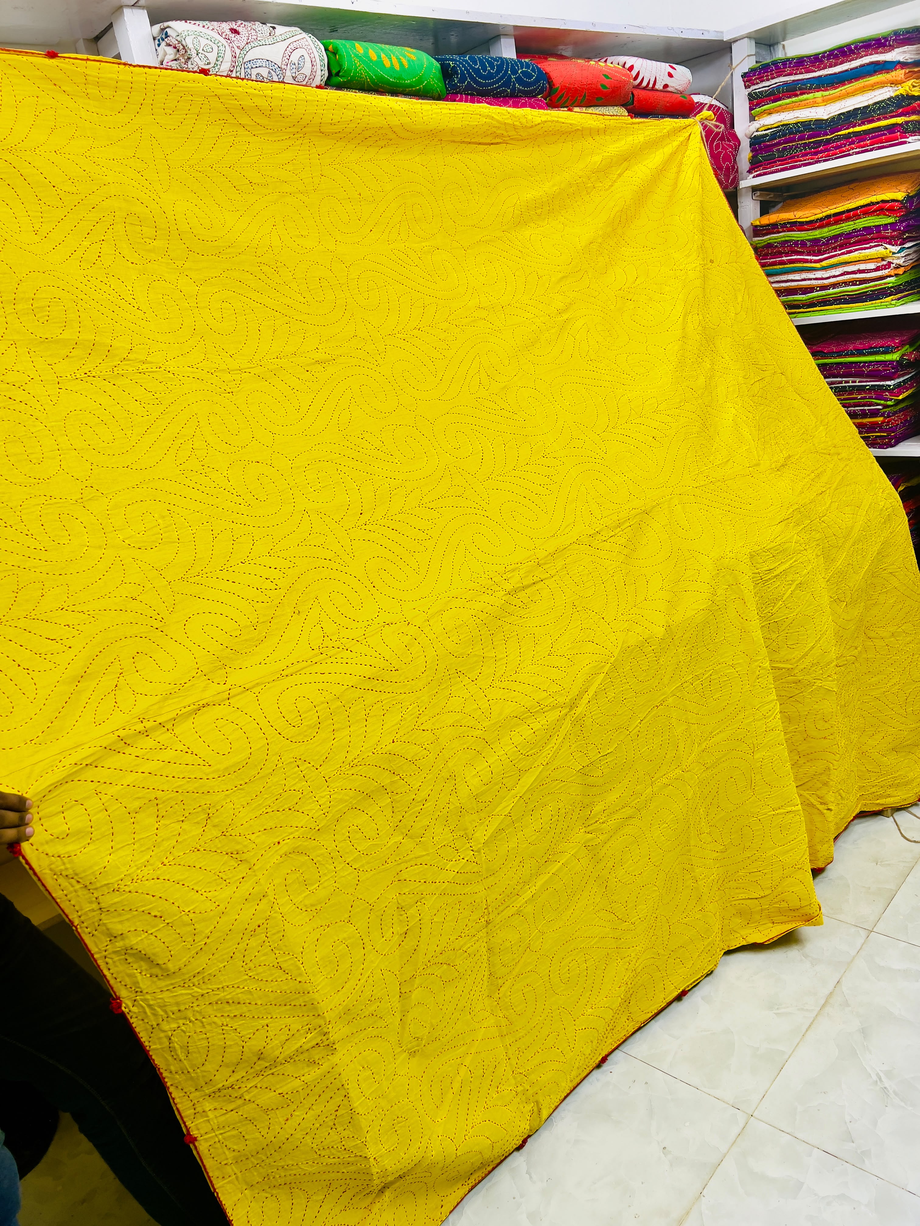 সুজনি নকশিকাঁথা ( হলুদ  কালার)